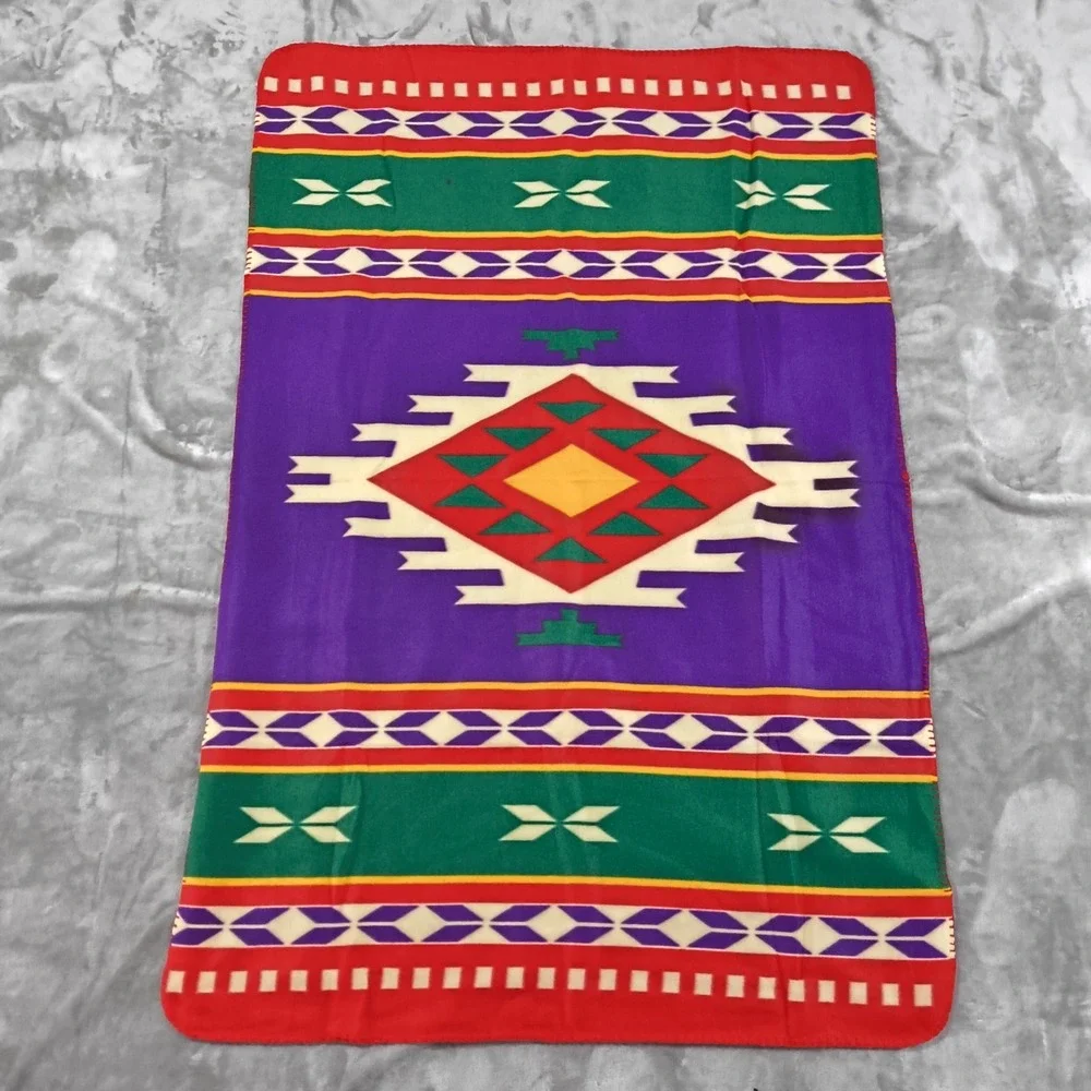 St Labre Indian School Southwest Throw Blanket Fleece Tribal 58x39 Aztec Colorfu
